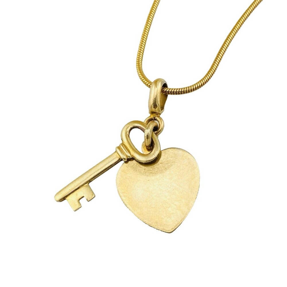 Vintage Forstner 12K Gold Filled Heart Key Pendant Snake Chain Necklace